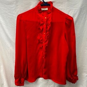 Vintage Lacey collar and front blouse ladies sz m-l